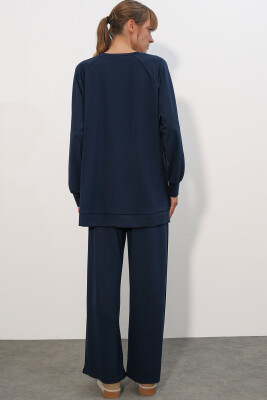 Kadın Desenli Oversize Tunik Pantolon İkili Takım 55462 - Lacivert - 6