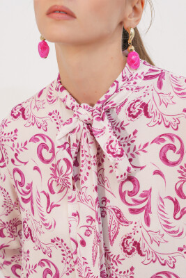 Kadın Desenli Uzun Tunik 5998 - Pembe - 4