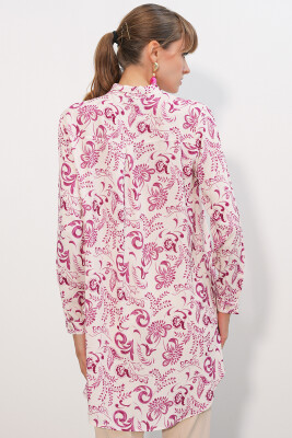Kadın Desenli Uzun Tunik 5998 - Pembe - 5
