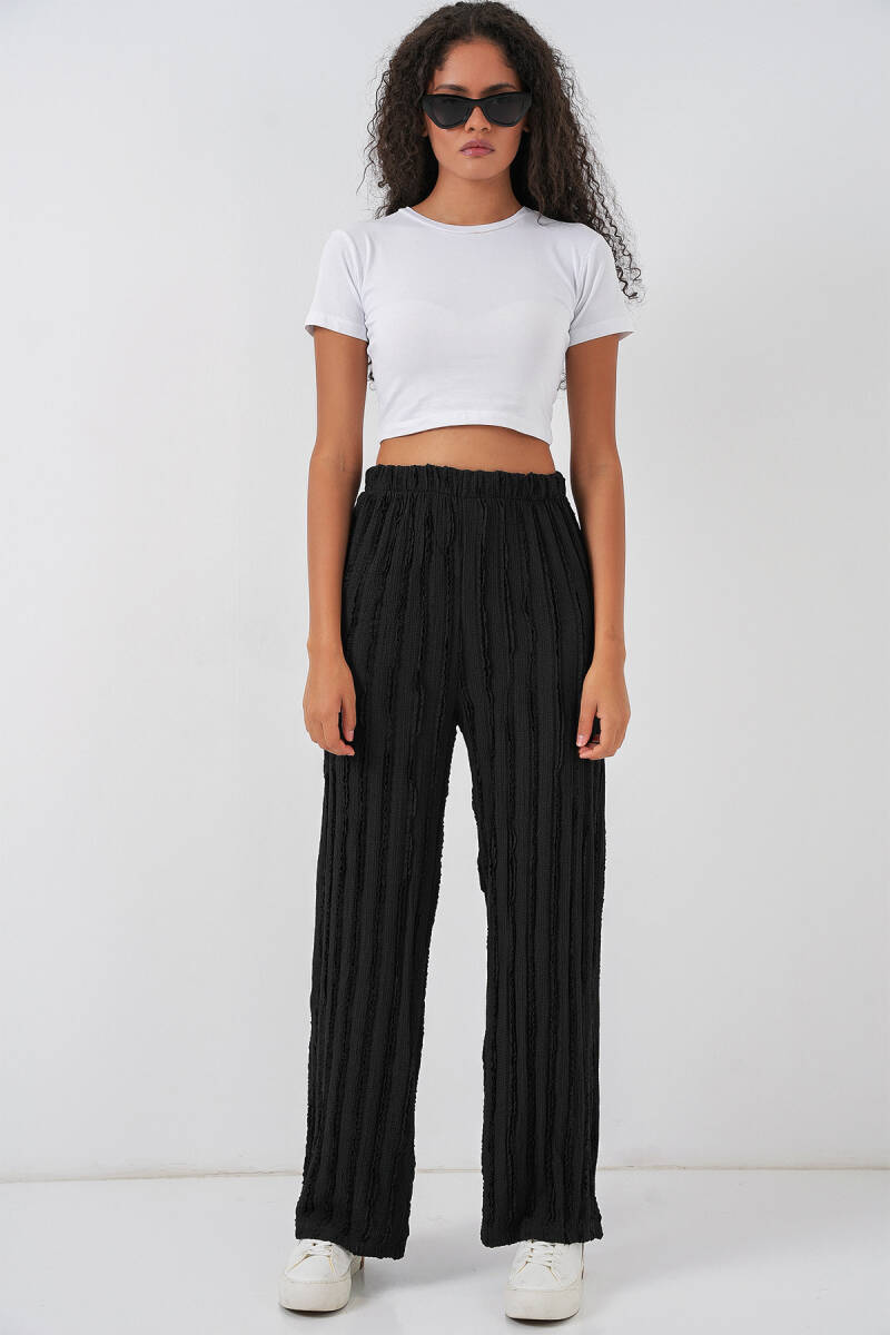 Kadın Dokulu Esnek Örme Pantolon 30057 - Siyah - BİGDART