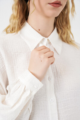 Kadın Dokulu Oversize Tunik 5989 - Beyaz - 5