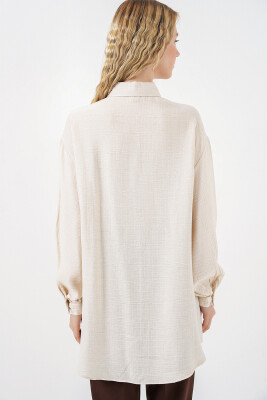 Kadın Dokulu Oversize Tunik 5989 - Krem - 6