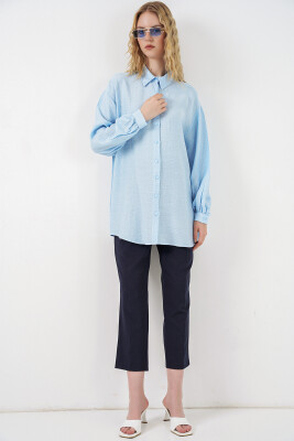 Kadın Dokulu Oversize Tunik 5989 - Mavi - 2