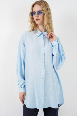 Kadın Dokulu Oversize Tunik 5989 - Mavi - 3