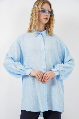 Kadın Dokulu Oversize Tunik 5989 - Mavi - 4