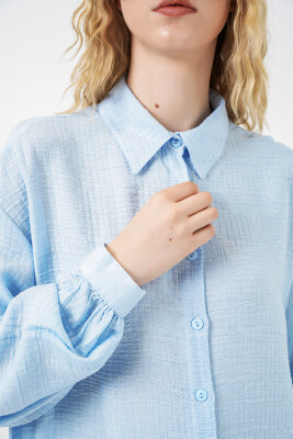 Kadın Dokulu Oversize Tunik 5989 - Mavi - 5