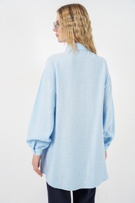 Kadın Dokulu Oversize Tunik 5989 - Mavi - 6