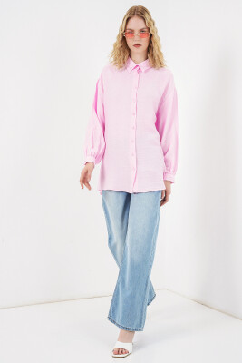 Kadın Dokulu Oversize Tunik 5989 - Pembe - 2
