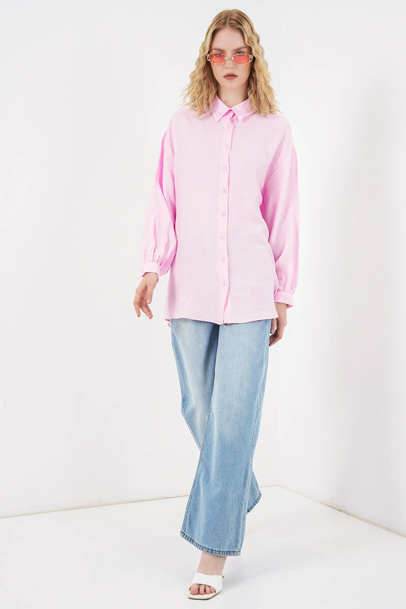 Kadın Dokulu Oversize Tunik 5989 - Pembe (1)