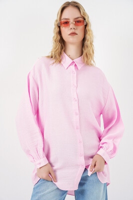 Kadın Dokulu Oversize Tunik 5989 - Pembe - 3