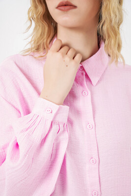 Kadın Dokulu Oversize Tunik 5989 - Pembe - 5