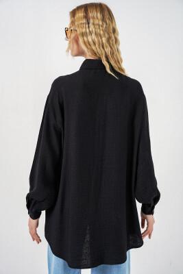 Kadın Dokulu Oversize Tunik 5989 - Siyah - 6