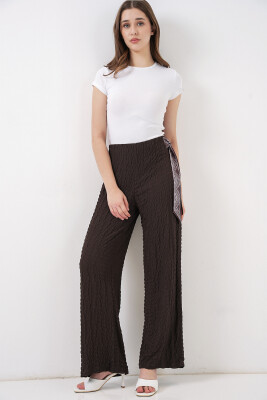 Kadın Fularlı Örme Pantolon 30070 - Kahverengi - 5