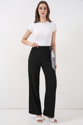 Kadın Fularlı Örme Pantolon 30070 - Siyah - 5