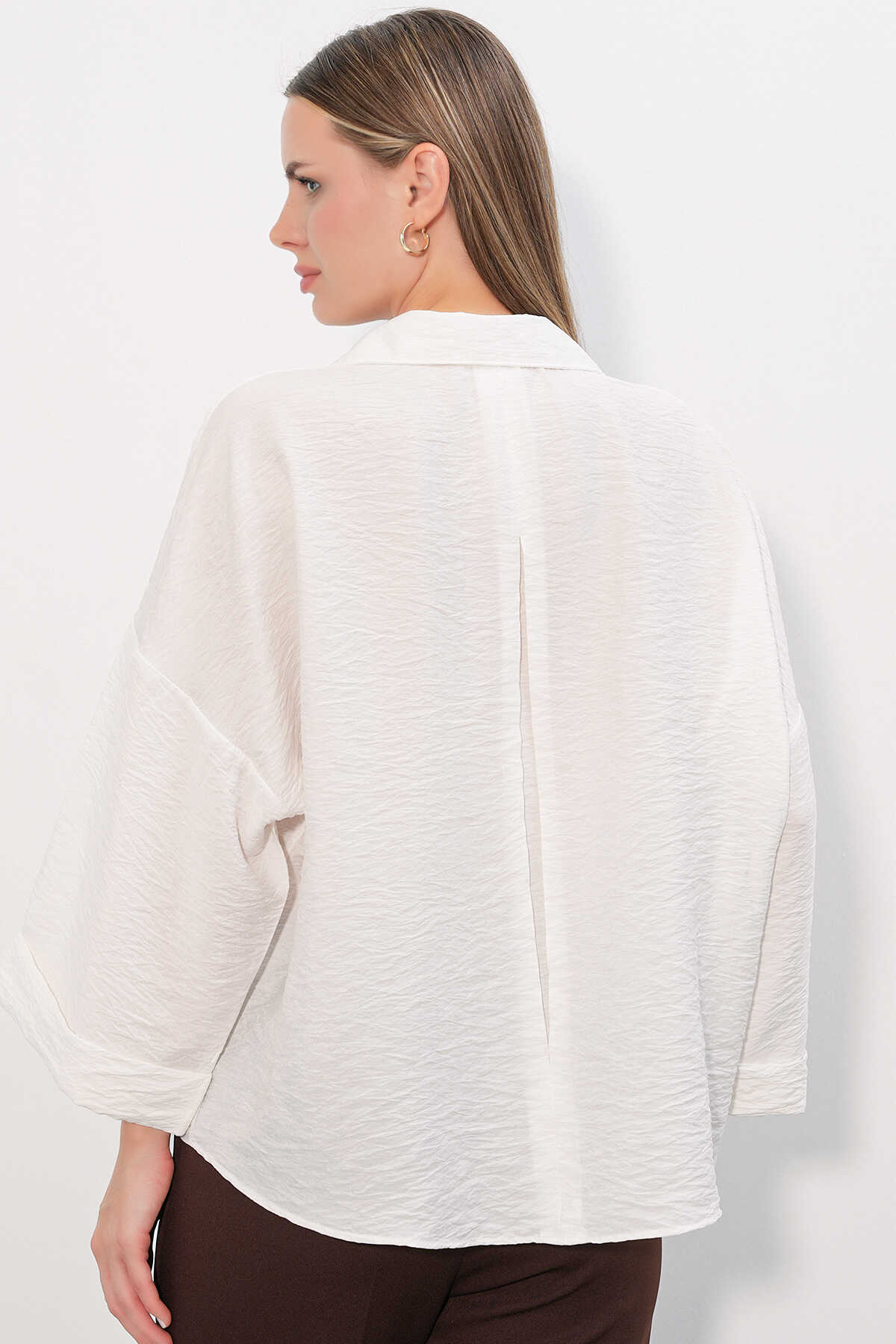 Kadın Geniş Kol Oversize Gömlek 20401 - Beyaz - 6