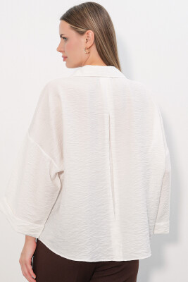 Kadın Geniş Kol Oversize Gömlek 20401 - Beyaz - 6