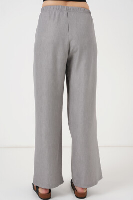 Kadın Geniş Paça Keten Pantolon 6735 - Gri - 6