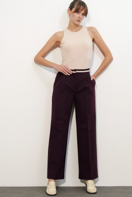 Kadın Geniş Paça Kumaş Pantolon 30088 - Bordo - 1