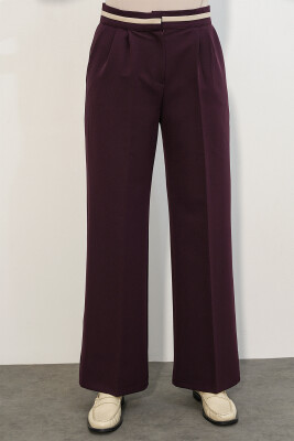 Kadın Geniş Paça Kumaş Pantolon 30088 - Bordo - 2