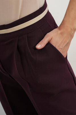 Kadın Geniş Paça Kumaş Pantolon 30088 - Bordo - 5