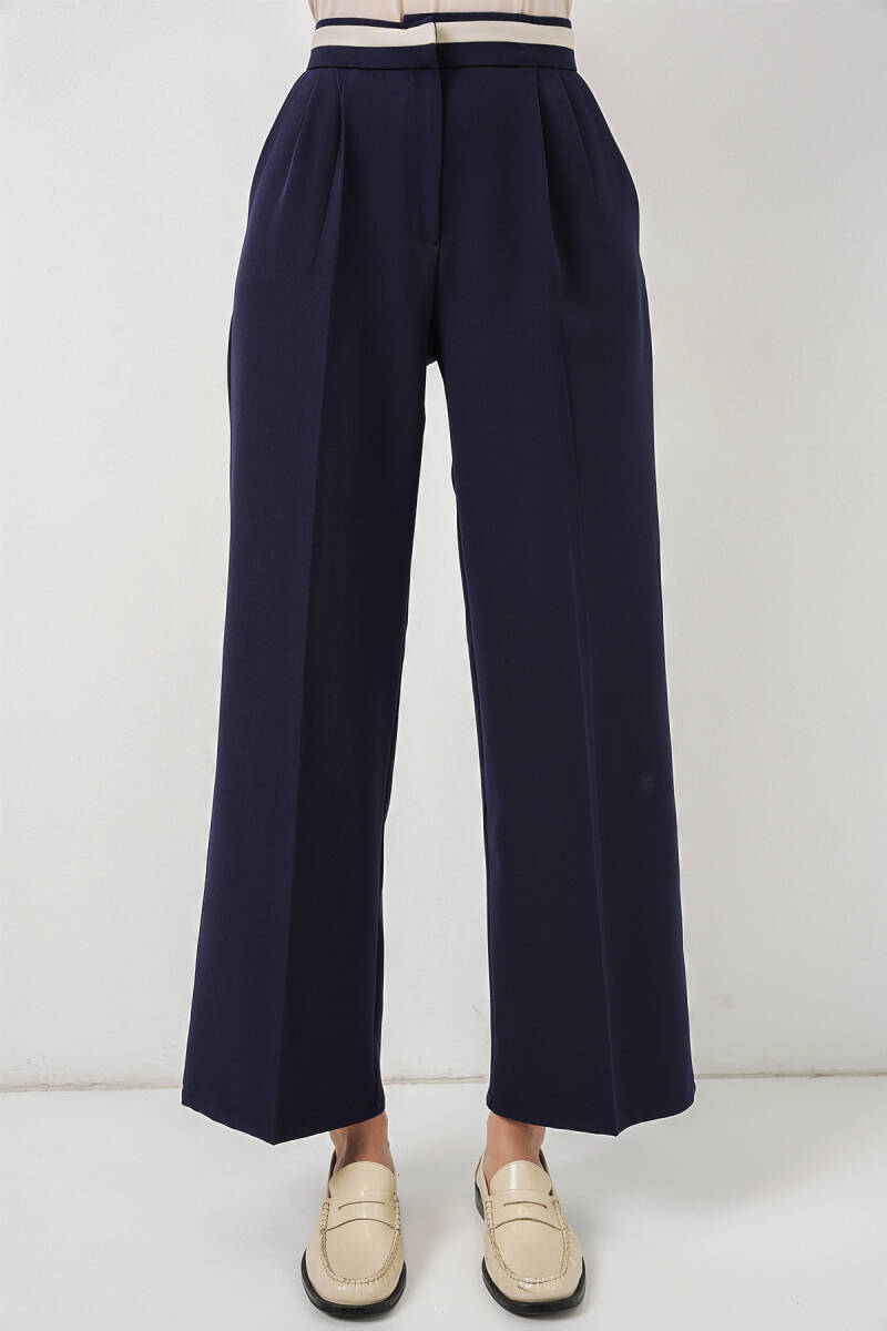 Kadın Geniş Paça Kumaş Pantolon 30088 - Lacivert (1)