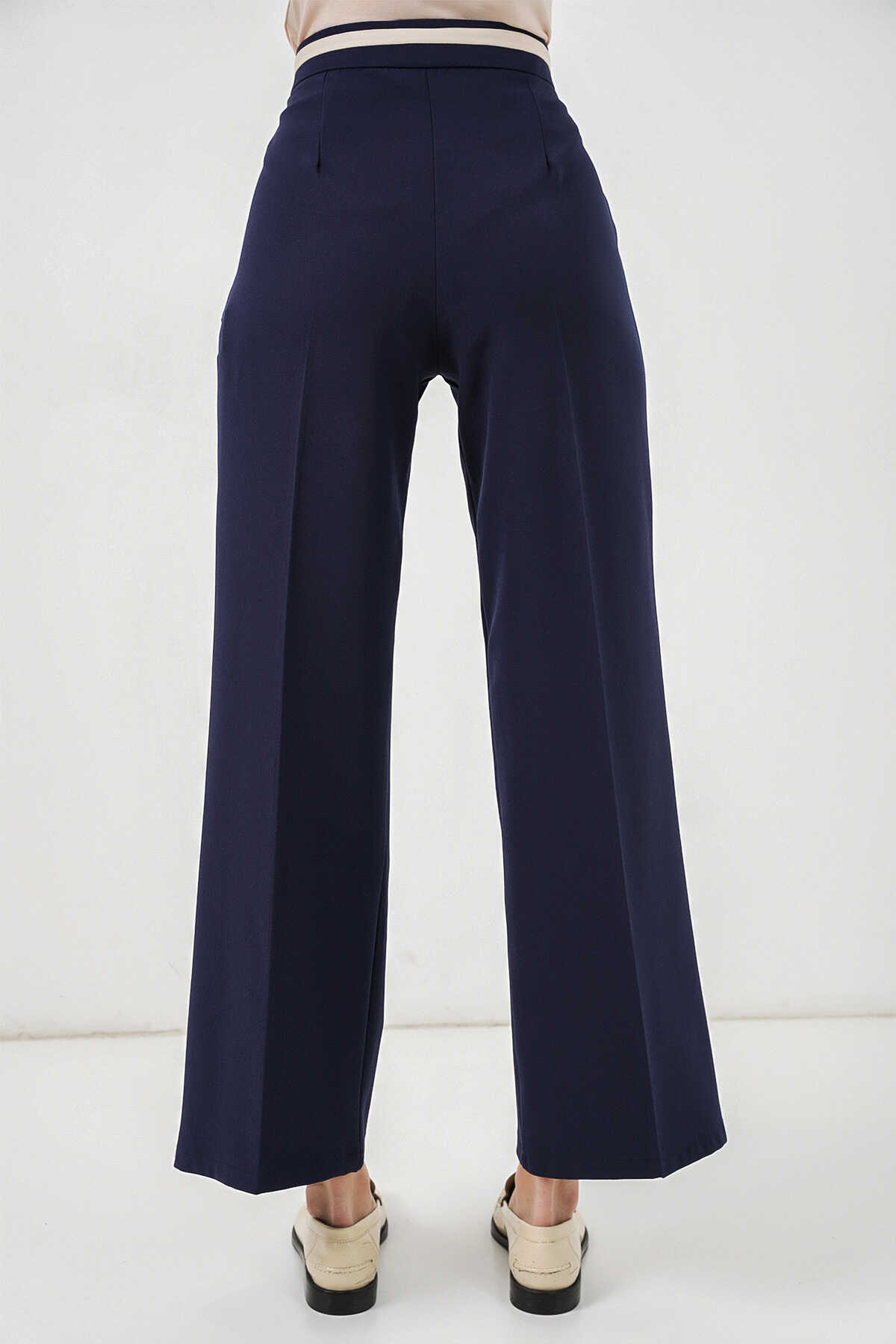 Kadın Geniş Paça Kumaş Pantolon 30088 - Lacivert - 7