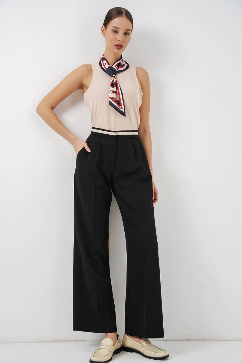 Kadın Geniş Paça Kumaş Pantolon 30088 - Siyah - BİGDART