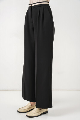 Kadın Geniş Paça Kumaş Pantolon 30088 - Siyah - 4