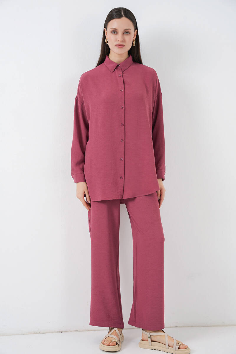 Kadın Gömlek Pantolon İkili Takım 30063 - Gül Kurusu - BİGDART