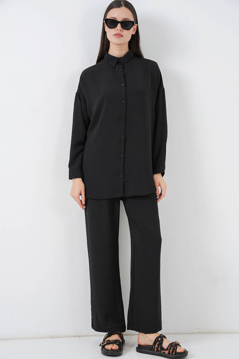 Kadın Gömlek Pantolon İkili Takım 30063 - Siyah - BİGDART