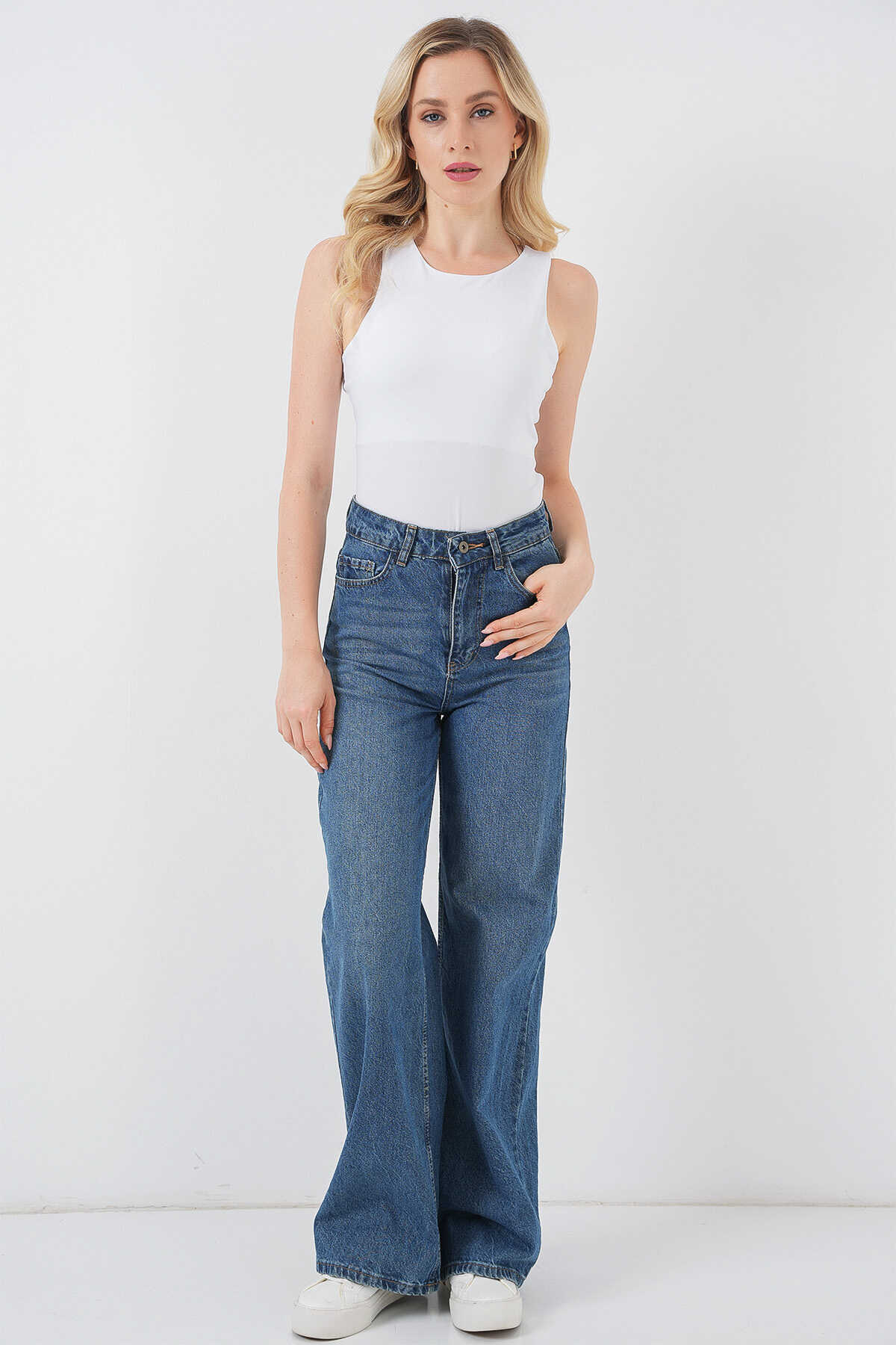 Kadın Halter Yaka Çıtçıtlı Body 972 - Beyaz - 2