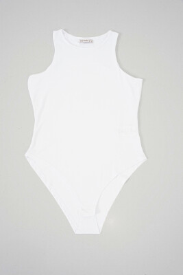 Kadın Halter Yaka Çıtçıtlı Body 972 - Beyaz - 4