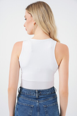 Kadın Halter Yaka Çıtçıtlı Body 972 - Beyaz - 6