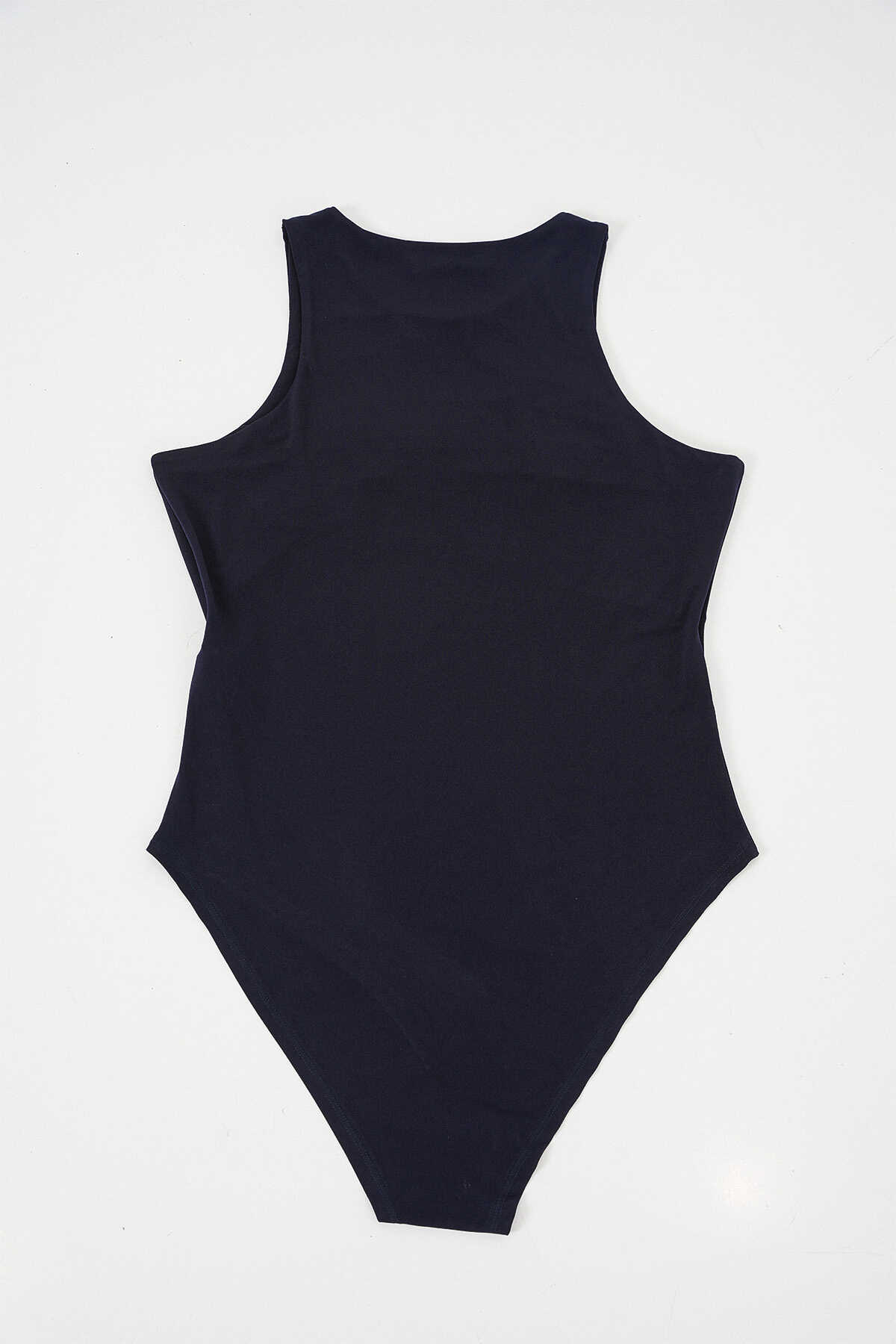 Kadın Halter Yaka Çıtçıtlı Body 972 - Lacivert - 5