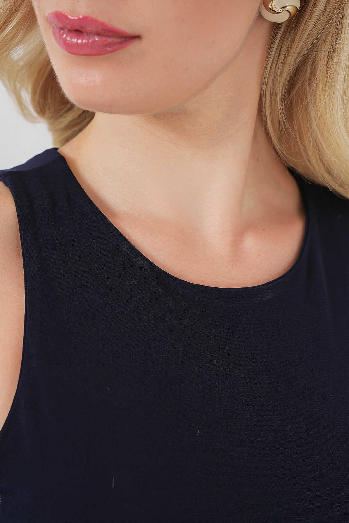 Kadın Halter Yaka Çıtçıtlı Body 972 - Lacivert - 6
