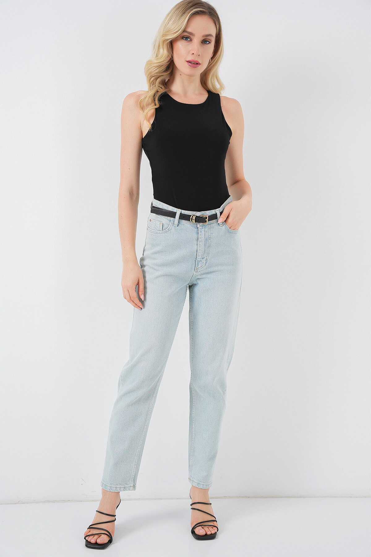 Kadın Halter Yaka Çıtçıtlı Body 972 - Siyah - 2