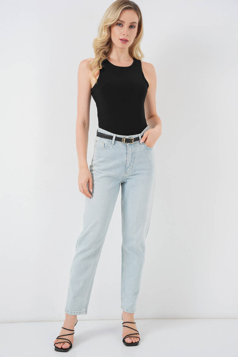 Kadın Halter Yaka Çıtçıtlı Body 972 - Siyah (1)