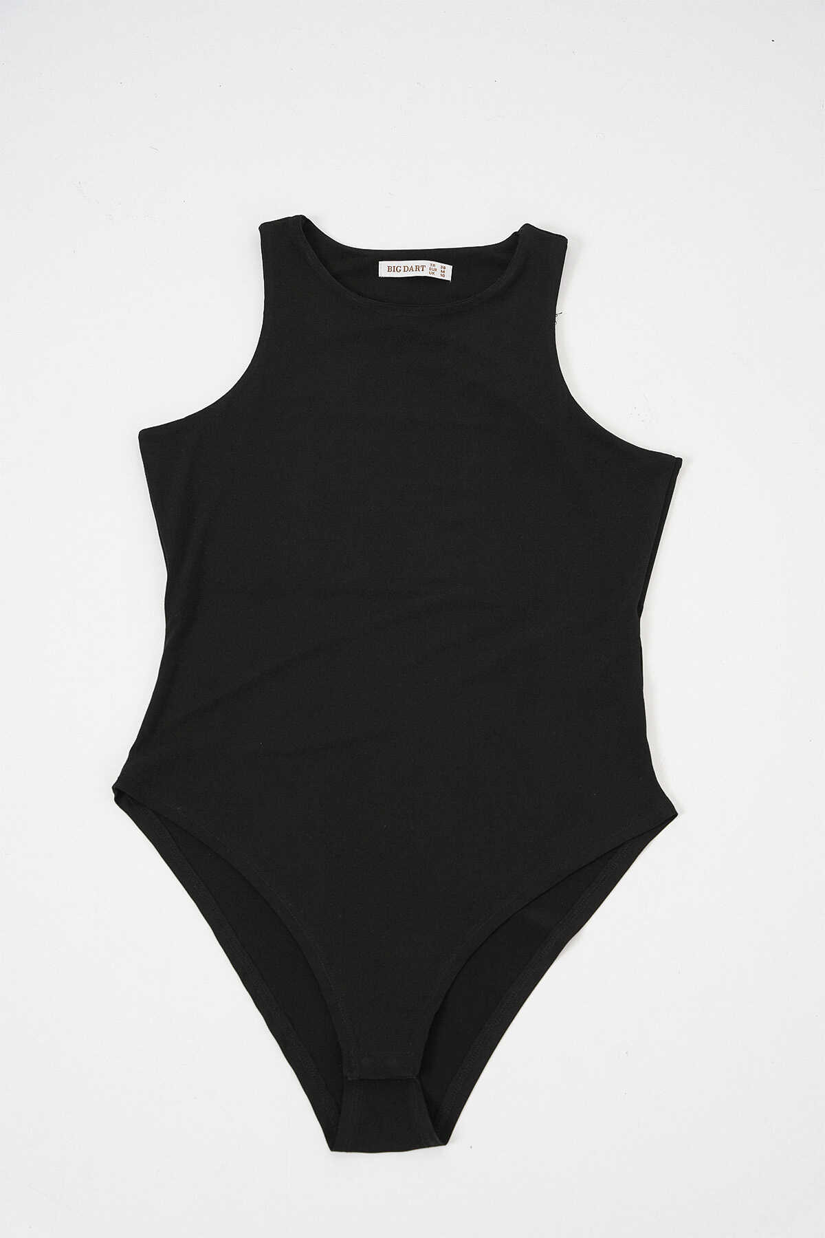 Kadın Halter Yaka Çıtçıtlı Body 972 - Siyah - 4