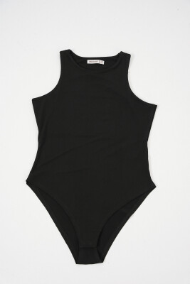 Kadın Halter Yaka Çıtçıtlı Body 972 - Siyah - 4