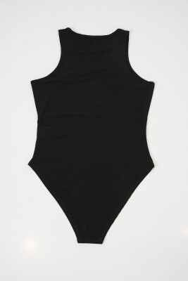 Kadın Halter Yaka Çıtçıtlı Body 972 - Siyah - 5