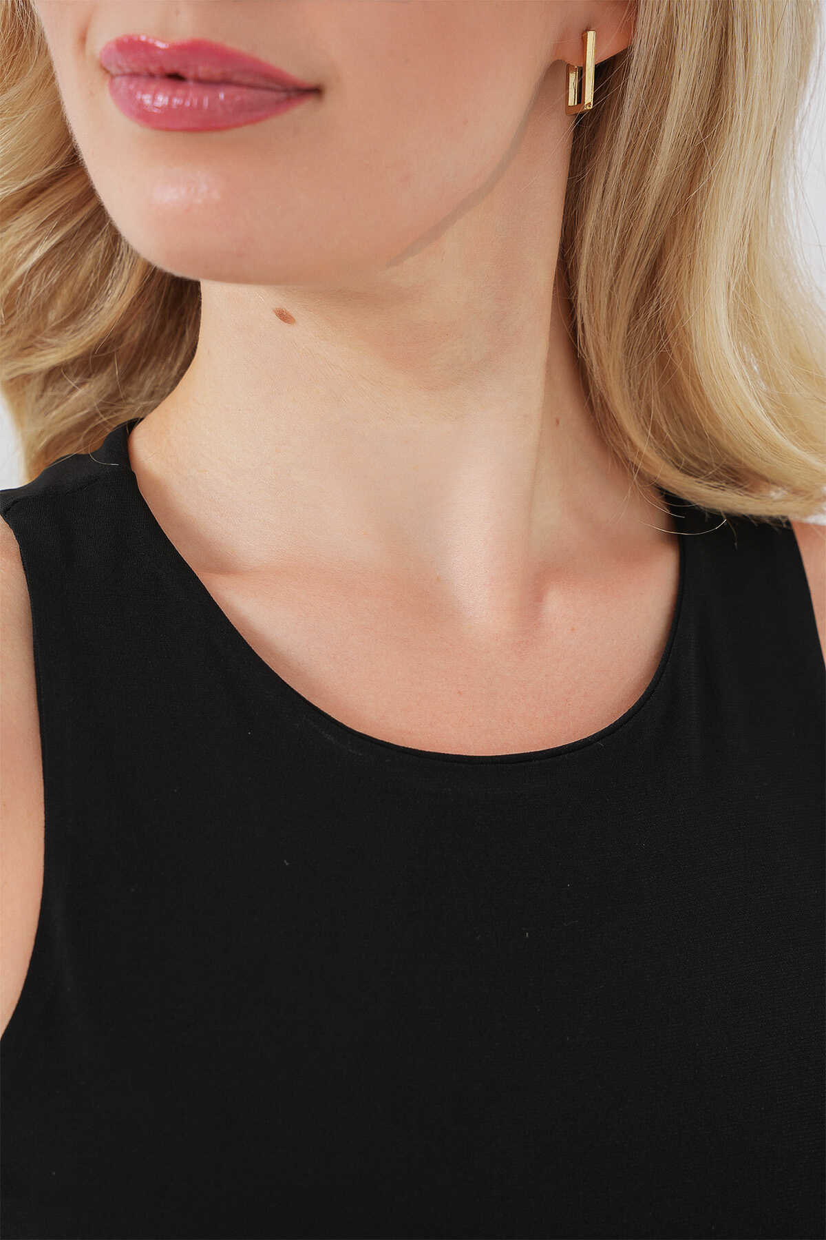 Kadın Halter Yaka Çıtçıtlı Body 972 - Siyah - 6