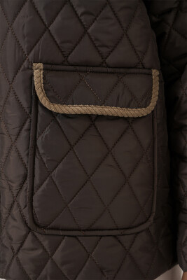 Kadın Kahverengi Bej Kapitone Oversize Mont 5229 - 5