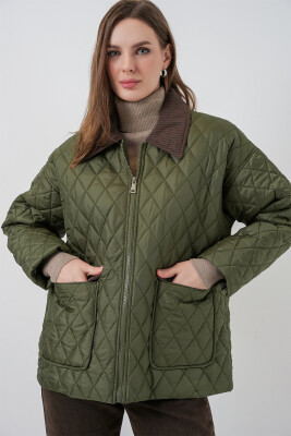 Kadın Kapitone Overisze Mont 5229 - Haki - 3
