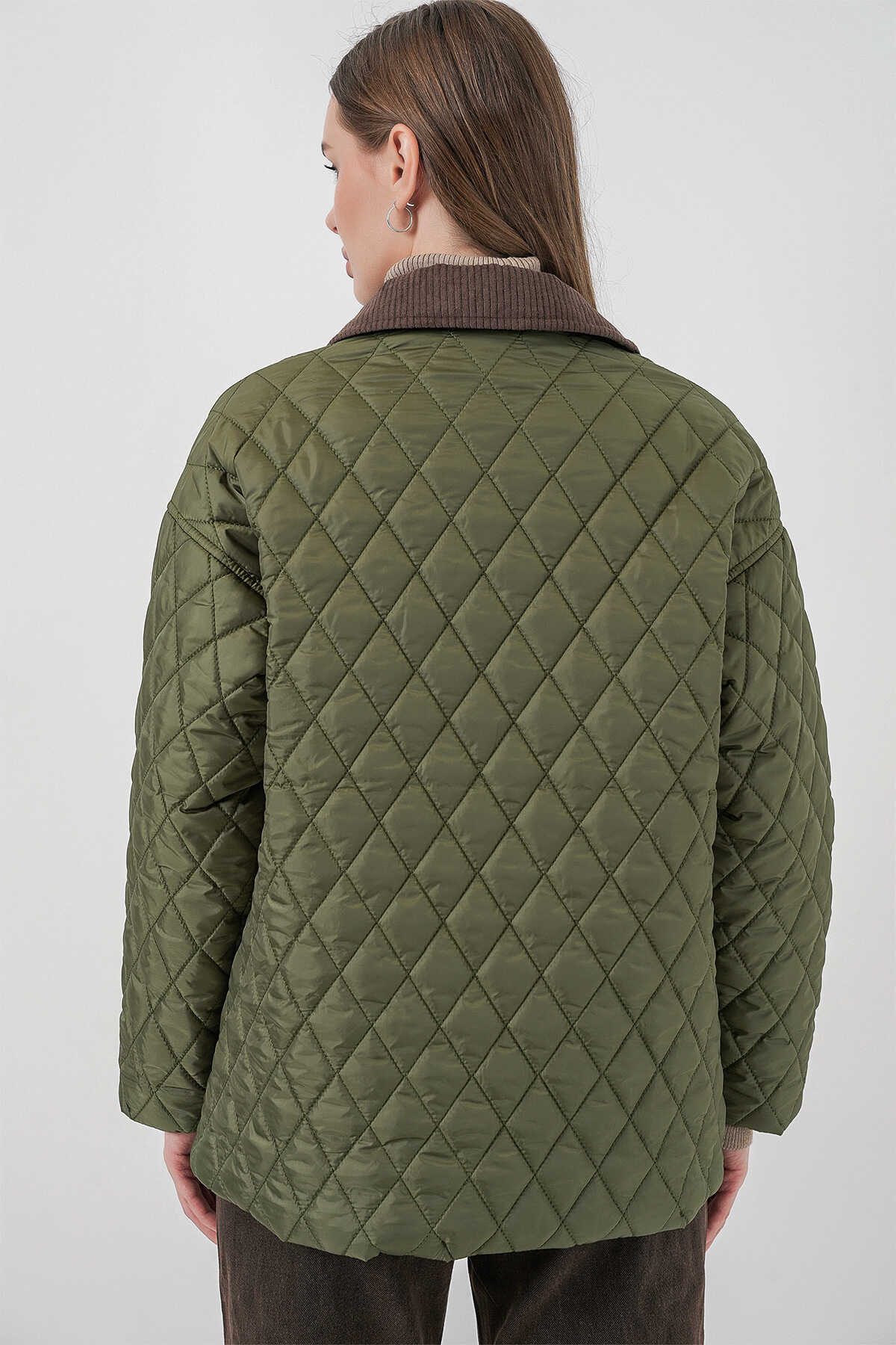 Kadın Kapitone Overisze Mont 5229 - Haki - 6