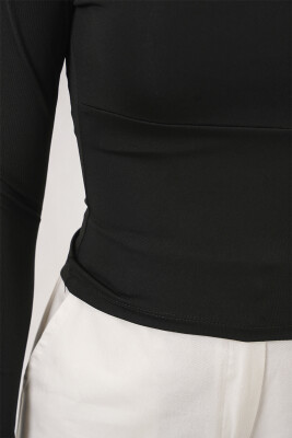 Kadın Kare Yaka Slim Fit Bluz 986 - Siyah - 5
