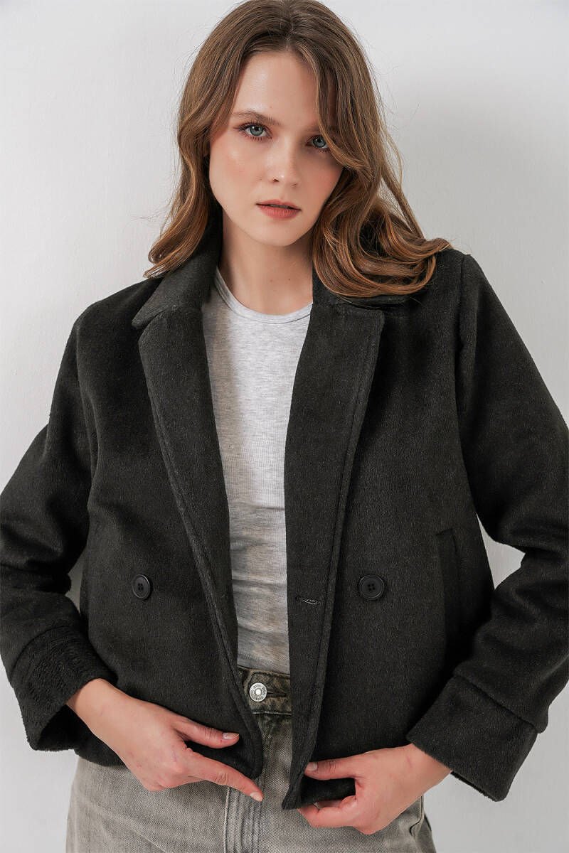 Kadın Kısa Kaşe Ceket 0725 - Antrasit - BİGDART