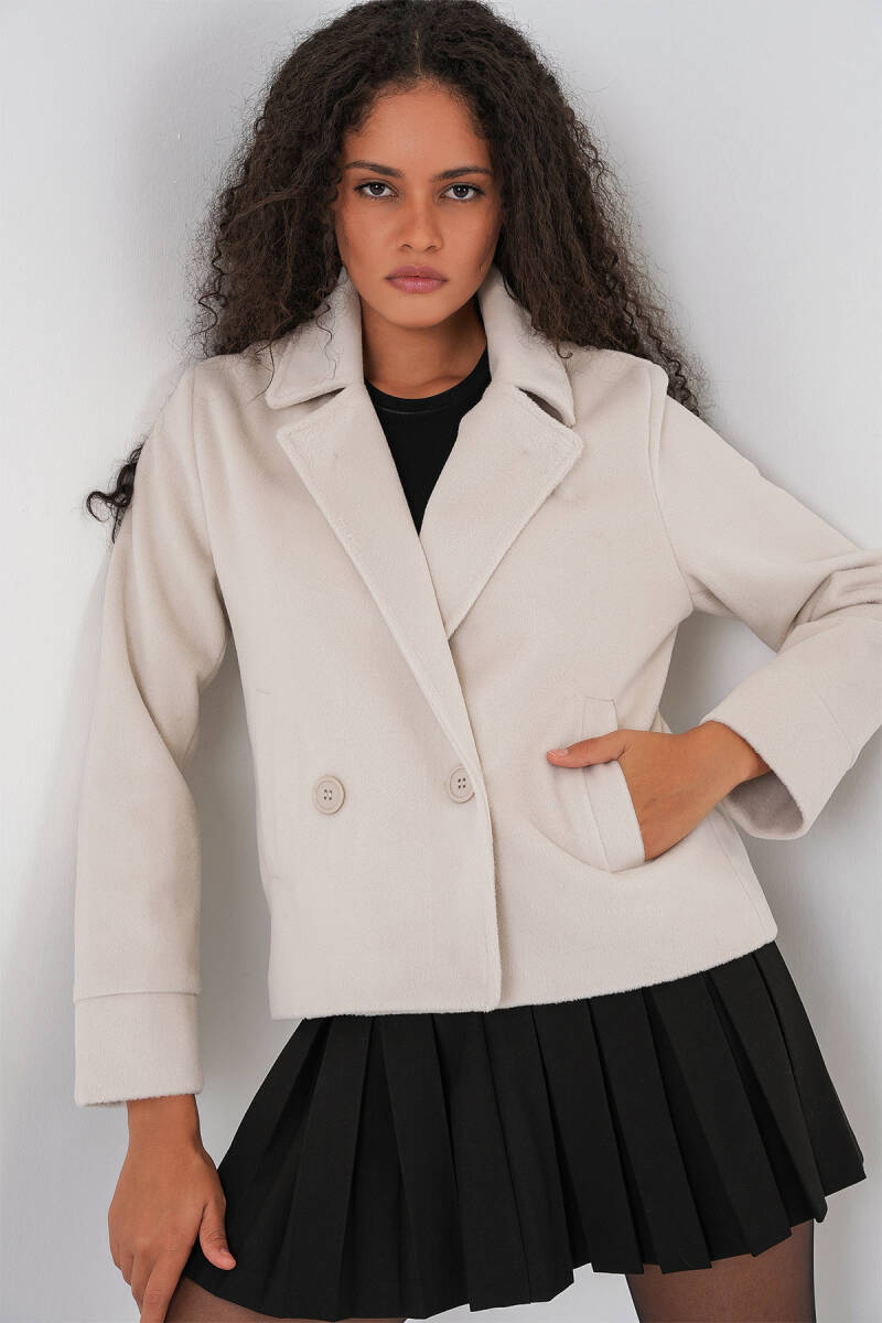 Kadın Kaşe Ceket 0725 - Ekru - BİGDART