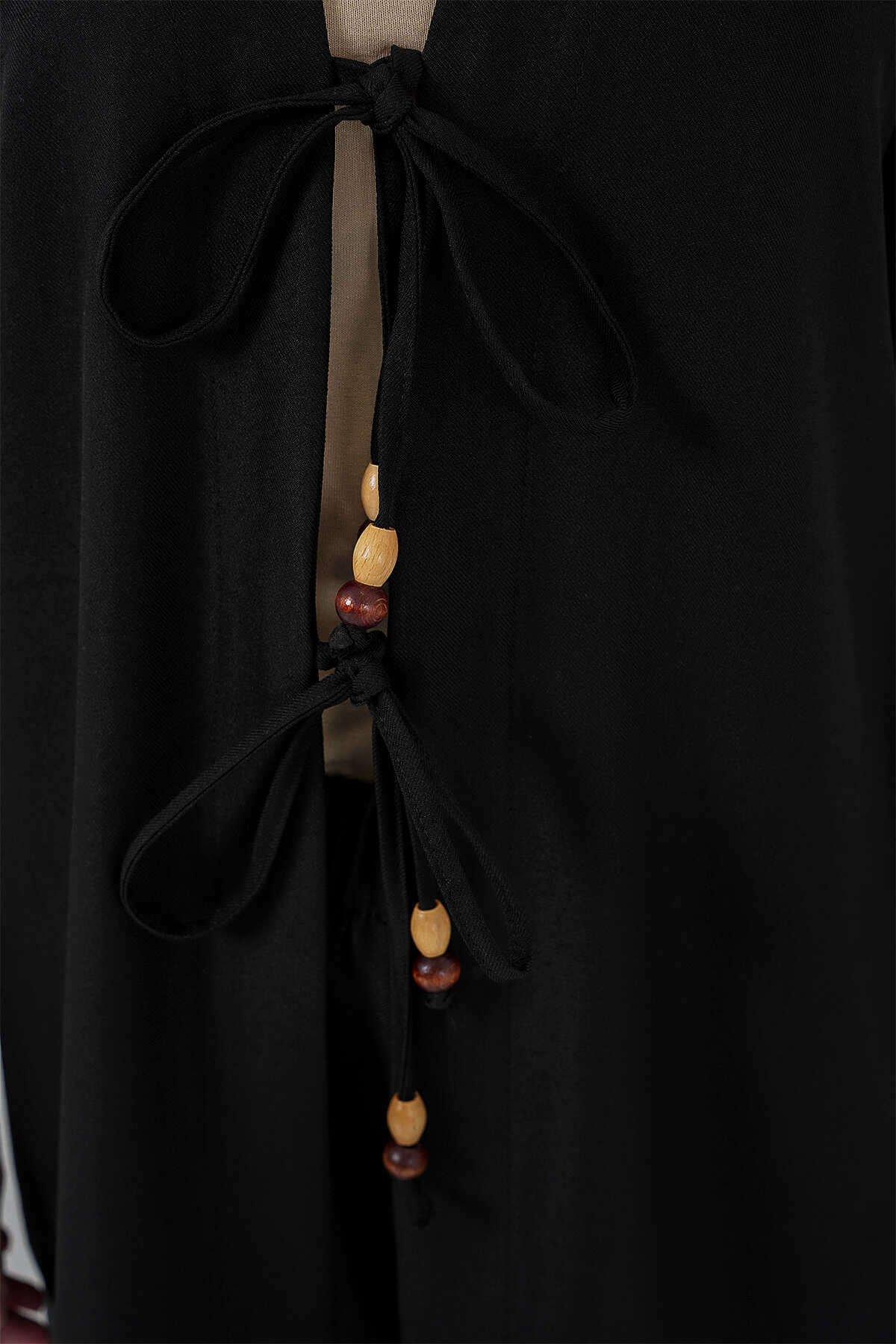Kadın Keten Kimono İkili Takım 6727 - Siyah - 5