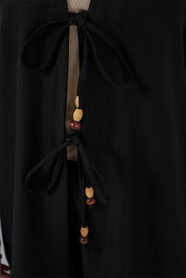 Kadın Keten Kimono İkili Takım 6727 - Siyah - 5