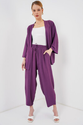 Kadın Kimono İkili Takım 6693 - Mürdüm 